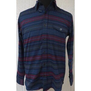 George Mens Small Blue Stripes Button Down Soft Stretch Flannel Shirt  NWOT